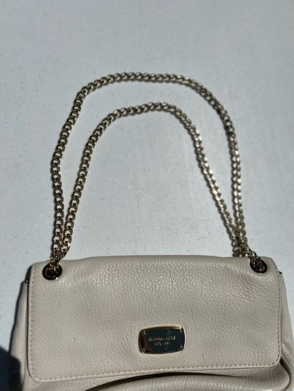 Michael Kors Off White Soft Leather Gold Chained Shoulder Bag